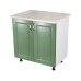 Masca pentru chiuveta cu 2 usi 80 cm Zebra, Alb/MDF Verde cu blat Travertin, 80 x 85 x 60 cm